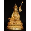 Fine Quality Gold Gilded with Face Painted Hand Carved 8.5" Guru Rinpoche Copper Statue