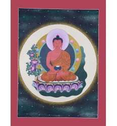 Fine Quality 21.5" x 16.5" Amitabha Buddha Thangka Scroll Painting