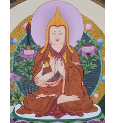 21" x 16.5" Je Tsongkhapa Thangka Scroll Painting