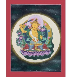 21.5" x 16.5" Manjushri Thangka Tibetan Buddhist Scroll Painting