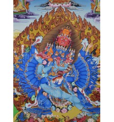Fine Quality  32.5" x 24" Yamantaka with Consort Thangka  Scroll Painting