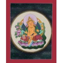  21" x 16" Yellow Dzambhala Thangka Scroll Painting