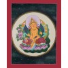  21" x 16" Yellow Dzambhala Thangka Scroll Painting