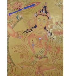 33.5" x 25" Gold  Pancha Manjushri Thangka Painting