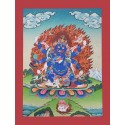 17"x13.25" Black Mahakala Thangka Painting