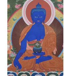 29" x 22" Medicine Buddha Thangka Scroll Painting