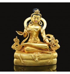 Hand Made  Copper Alloy Gold Gilded And  Face Painted 8.75" Guru Tilopa Statue 