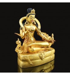 Hand Made  Copper Alloy Gold Gilded And  Face Painted 8.75" Guru Tilopa Statue 