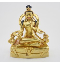 Hand Made 24 Karat Gold Gilded and Hand Painted Face 9" Guru Naropa Statue