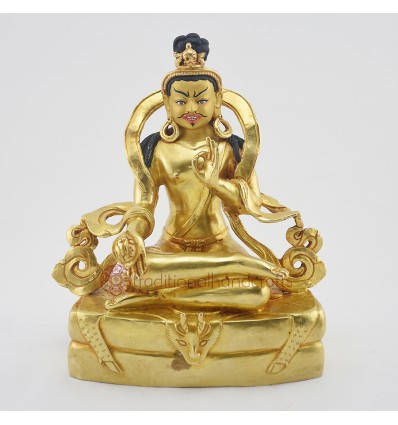 Hand Made 24 Karat Gold Gilded and Hand Painted Face 9" Guru Naropa Statue