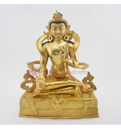 Hand Made 24 Karat Gold Gilded and Hand Painted Face 12" Guru Naropa Statue