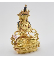 Hand Made Copper Alloy with 24 Karat Gold Gilded and Hand Painted Face 9" Vajradhara Dorje Chang Statue