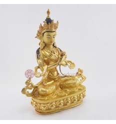 Hand Made Copper Alloy with 24 Karat Gold Gilded and Hand Painted Face 13.5" Vajradhara Dorje Chang Statue