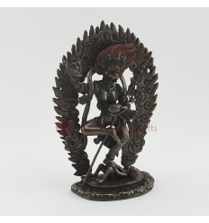 Hand Made Oxidized Copper Alloy 7.5" Simha Mukhi Jogini Statue