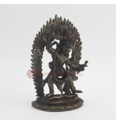 Hand Made 7.5" Ekajati Statue Oxidized Copper Alloy Gold Gilded Statue, Patan