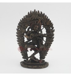 Hand Made  Oxidized Copper Alloy Gold Gilded 7.5" Kurukulla Statue, Patan