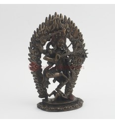 Hand Made  Oxidized Copper Alloy Gold Gilded 7.5" Kurukulla Statue, Patan