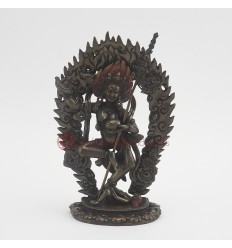 Hand Made  Oxidized Copper Alloy Gold Gilded 7.5" Vajravarahi Jogini Statue