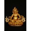 Hand Carved 9.25" Yellow Jambhala Copper Alloy Gold Gilded Antique Finish Statue From Patan, Nepal
