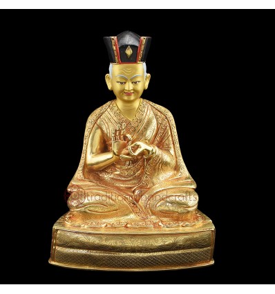 Hand Carved 10.5" The 1st Gyalwa Karmapa - Düsum Khyenpa Statue