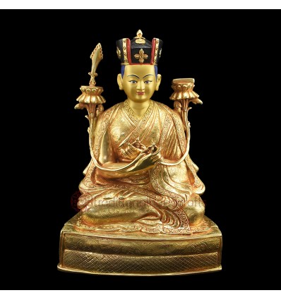 Hand Carved 11" The 5th Karmapa - Deshin Shekpa Statue