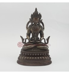 Hand Carved 9.5" Aparmita / Amitayus / Tsepame Copper Statue Oxidized Copper Alloy 