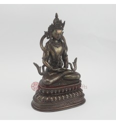 Hand Carved 9.5" Aparmita / Amitayus / Tsepame Copper Statue Oxidized Copper Alloy 