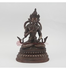 Hand Carved  9.5" Vajrasattva / Dorjesempa  Oxidized Copper Alloy  Statue 