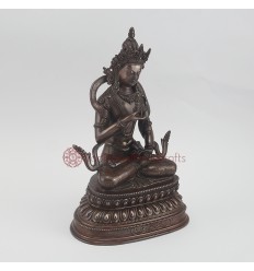 Hand Carved  9.5" Vajrasattva / Dorjesempa  Oxidized Copper Alloy  Statue 