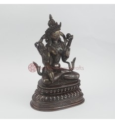 Hand Carved  9.5" White Tara / Dholkar  Oxidized Copper Alloy  Statue 