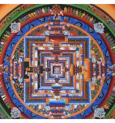 Kalachakra Mandala Thangka Scroll Painting From Patan, Nepal.