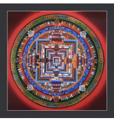 Kalchakra Mandala Thangka Scroll Painting From Patan, Nepal.