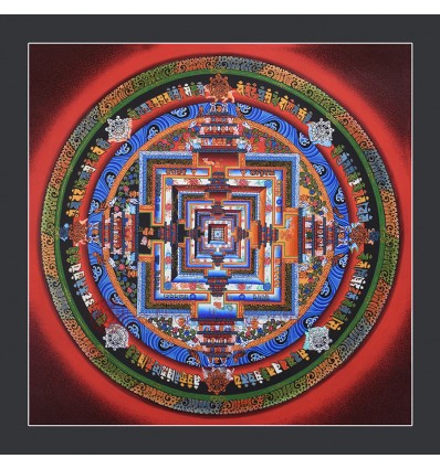 Kalchakra Mandala Thangka Scroll Painting From Patan, Nepal.