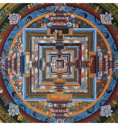 Kalachakra Mandala Thangka Scroll Painting From Patan, Nepal.