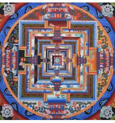 Kalchakra Mandala Thangka Scroll Painting From Patan, Nepal.