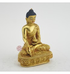 Hand Made 5.5" Medicine Buddha / Menla Gold Gilded with Face Painted Copper Statue Patan, Nepal