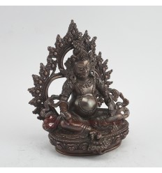 Hand Carved  7.5" Yellow Dzambhala  Oxidized Copper Alloy  Statue 