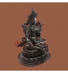 Hand Made Oxidized Copper Alloy Green Tara / Dolma Statue