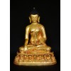 11.25" Shakyamuni Buddha Gold Gilded Face Painted Copper Statue From Patan, Nepal