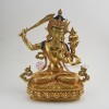 Hand Made Copper Alloy with Gold Gilded 13.75" Manjushri / Jampelyang Statue