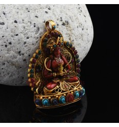 Hand Made Aparmita Tibetan Buddhist  Ghau Prayer Box Silver Pendant from Patan, Nepal