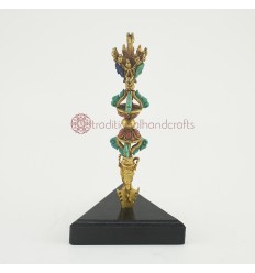  Hand Made Gold Plated Decorated with Turquoise, Coral and Lapis Stones 8" Phurwa Set