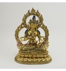 Hand Carved Copper Alloy with Gold Gilded 11" Vajrasattva / Dorje Sempa Statue