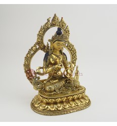Hand Carved Copper Alloy with Gold Gilded 11" Vajrasattva / Dorje Sempa Statue