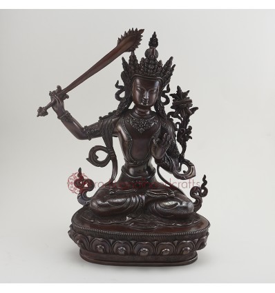 Fine Quality Hand made 14.5" Manjushri / Jampelyang Copper Statue from Patan, Nepal