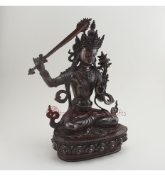 Fine Quality Hand made 14.5" Manjushri / Jampelyang Copper Statue from Patan, Nepal