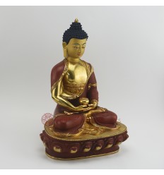 Hand Made Copper Alloy with Partly Gold Gilded 13" Amitabha Buddha Opame Statue