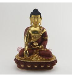 Hand Made Copper Alloy Gold Gilded with Face Painted Shakyamuni Buddha Statue