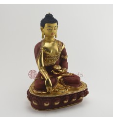 Hand Made Copper Alloy Gold Gilded with Face Painted Shakyamuni Buddha Statue