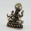 Machine Made Oxidized Copper Alloy & Silver Plated 4" Four Armed Ganesha Statue